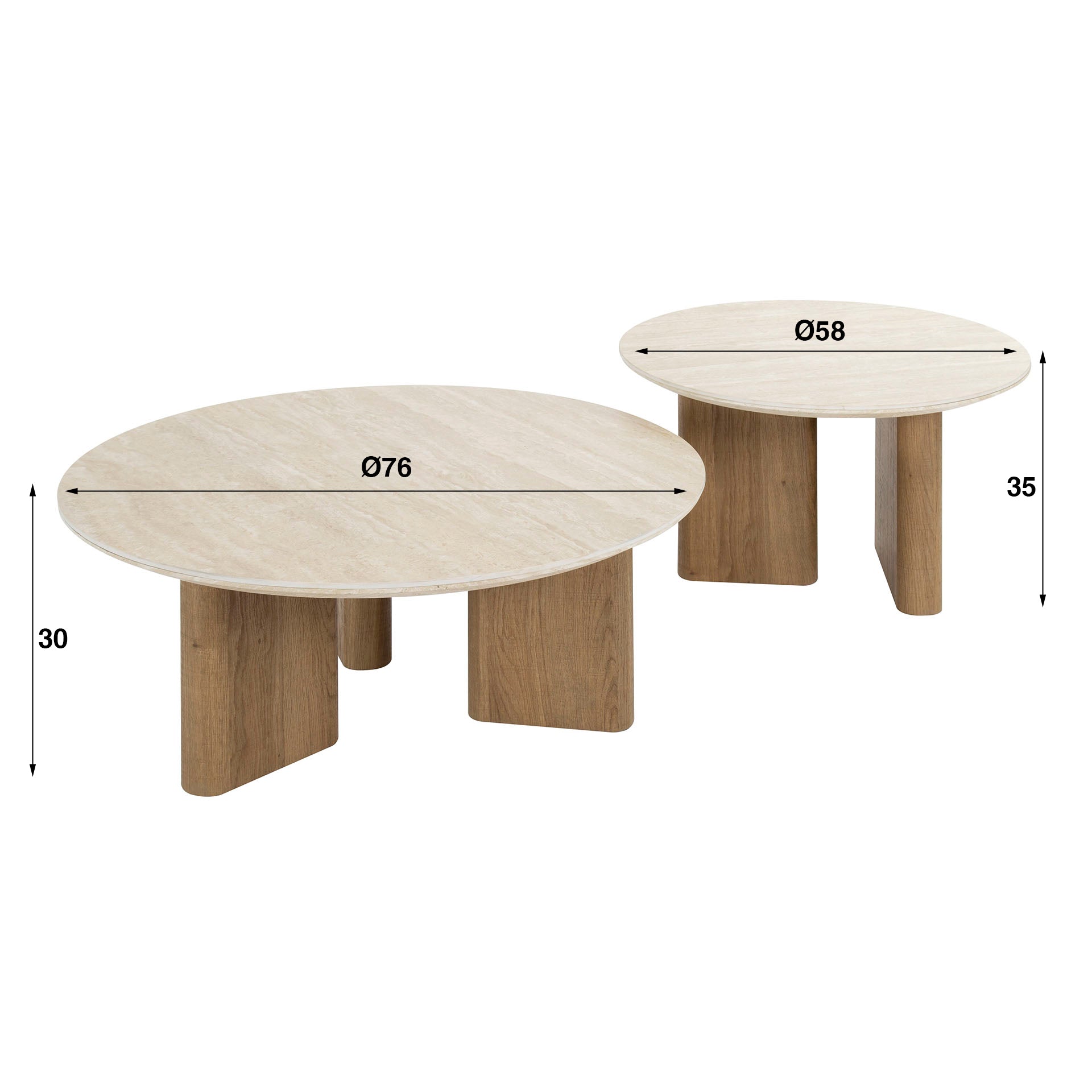 Luxusbetten24 Tavira Couchtisch 2er Set mit Keramikplatte in Travertinoptik