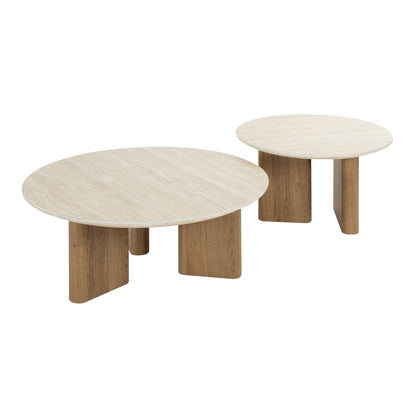 Luxusbetten24 Tavira Couchtisch 2er Set mit Keramikplatte in Travertinoptik