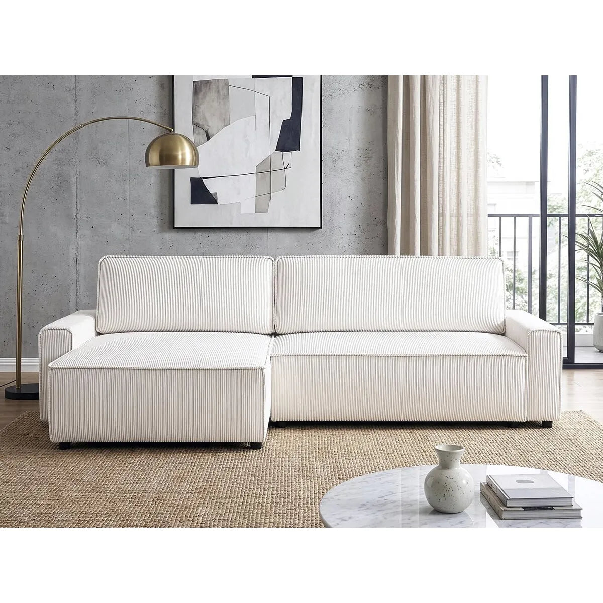 Palozi Sofa Montaigne Sofá de esquina convertible beige 282 × 153 × 93 cm
