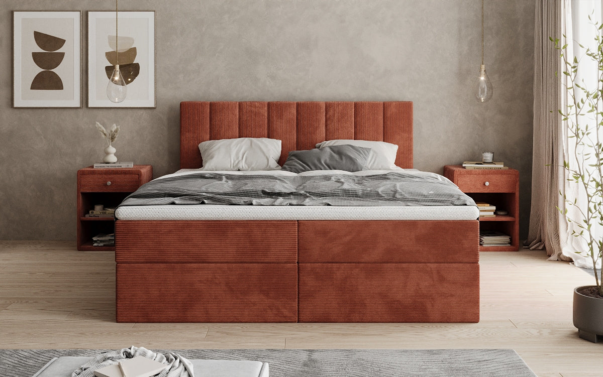 Luxusbetten24 Sofia Boxspringbett Cord mit Stauraum