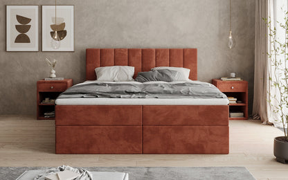 Luxusbetten24 Sofia Boxspringbett Cord mit Stauraum