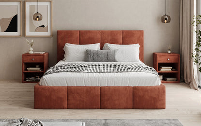 Mina Designer Polsterbett Cord – 140 × 200 cm, wählbare Kopfteilhöhe, Farben