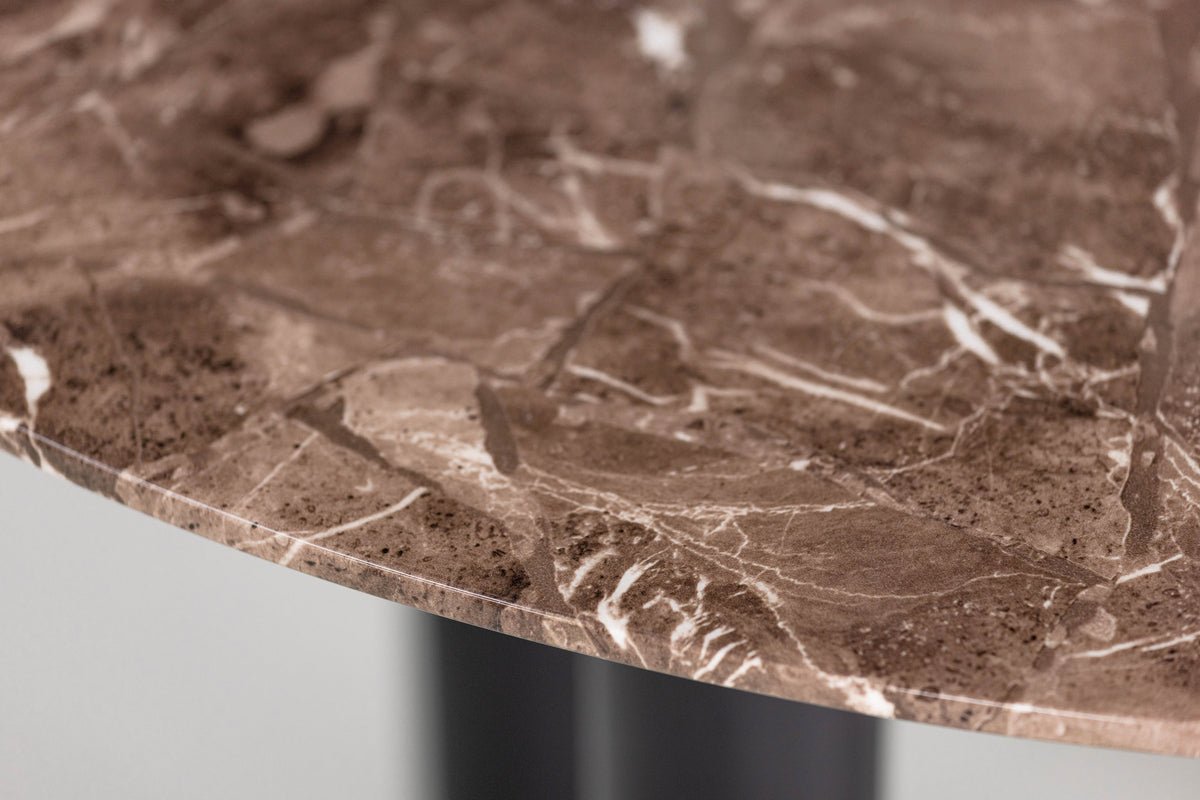Compa Runder Esstisch Mit Metallbeinen Und Brauner Glasplatte