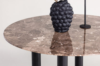 Compa Runder Esstisch Mit Metallbeinen Und Brauner Glasplatte