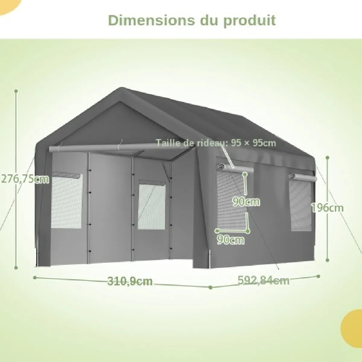 ByteLike Abri garage tente 3x6m gris résistant hiver