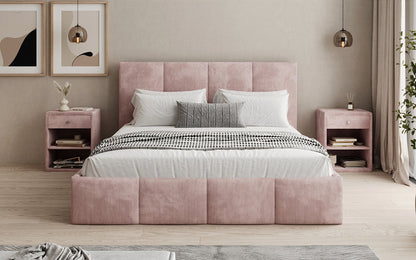 Mina Designer Polsterbett Cord – 140 × 200 cm, wählbare Kopfteilhöhe, Farben