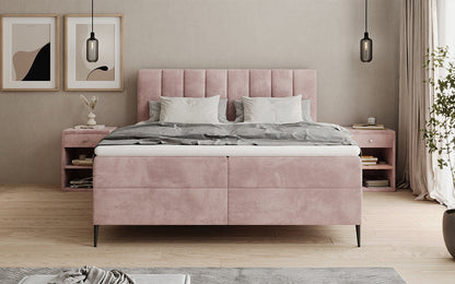 Boxspringbett Lucca in Cord mit Stauraum und Füßen