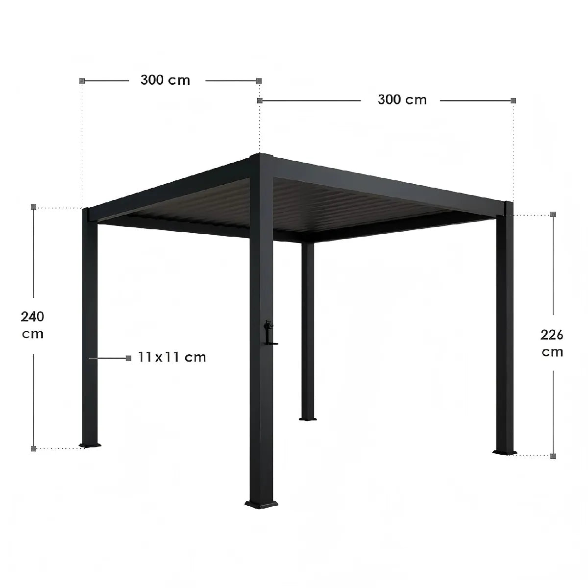 ByteLike Pergola De Lamas Orientables Negro 3x3 Metros