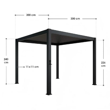 ByteLike Pergola De Lamas Orientables Negro 3x3 Metros