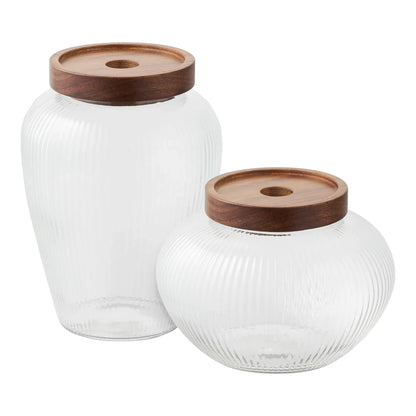 Luxusbetten24 Elvaria Aufbewahrungsdose aus Glas Braun 2er Set
