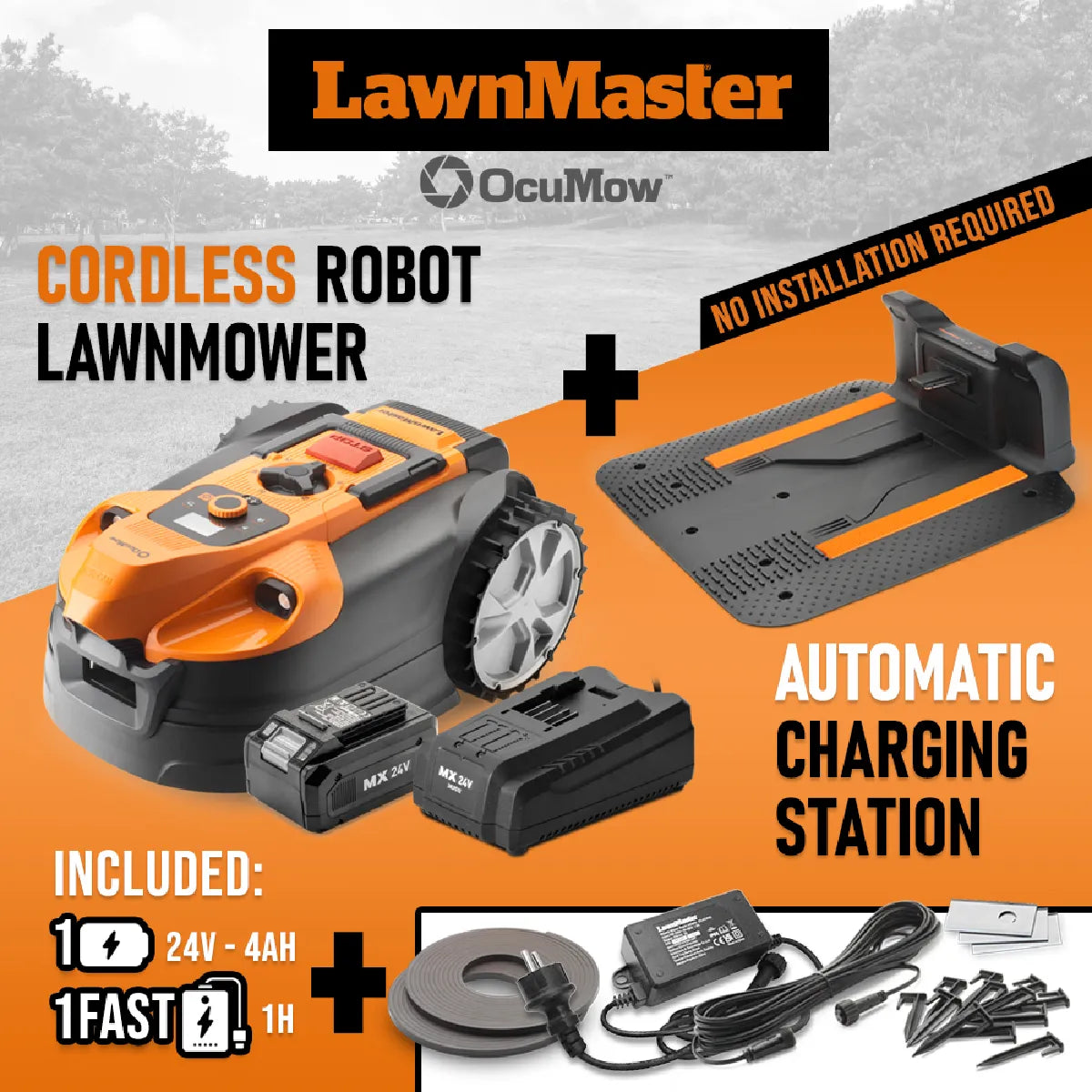 Lawnmaster Robot Cortacésped VBRM18-4A 24V con Estación de Carga