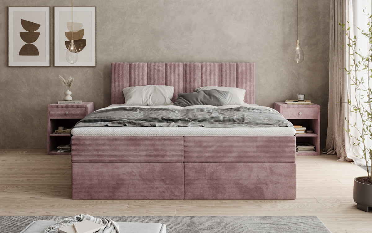 Luxusbetten24 Sofia Boxspringbett Cord mit Stauraum
