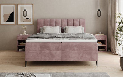 Boxspringbett Lucca in Cord mit Stauraum und Füßen