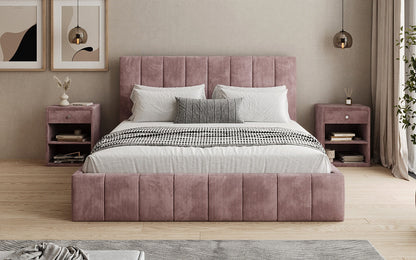 Designer Polsterbett Maja in Cord mit Stauraum