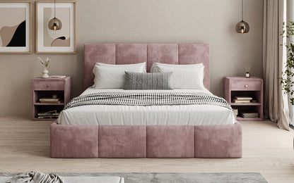 Mina Designer Polsterbett Cord – 140 × 200 cm, wählbare Kopfteilhöhe, Farben