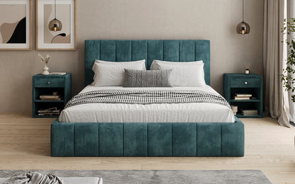 Designer Polsterbett Maja in Cord mit Stauraum