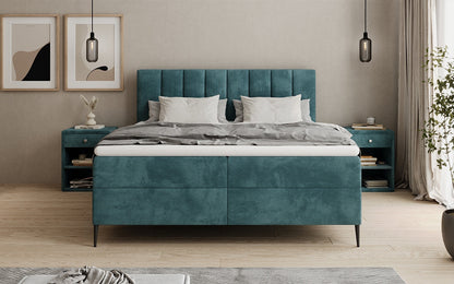 Boxspringbett Lucca in Cord mit Stauraum und Füßen