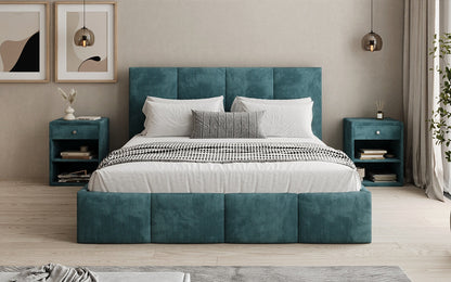 Mina Designer Polsterbett Cord – 140 × 200 cm, wählbare Kopfteilhöhe, Farben