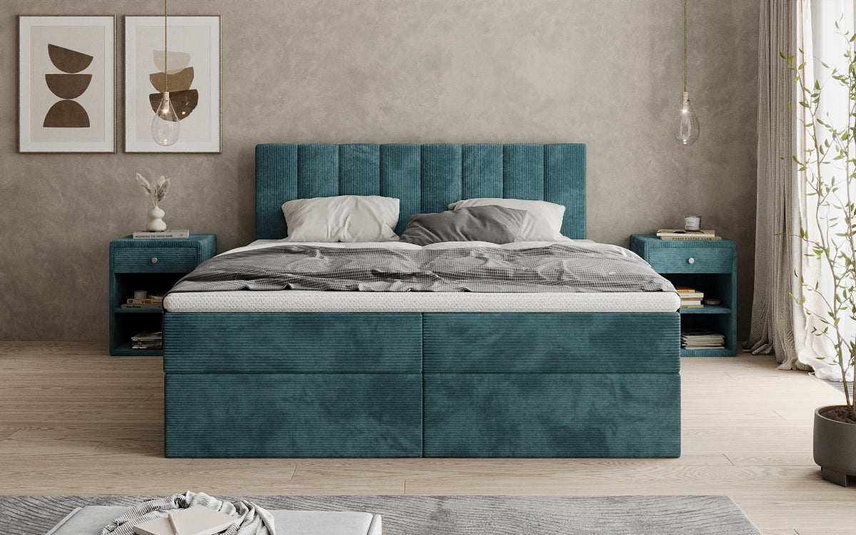Luxusbetten24 Sofia Boxspringbett Cord mit Stauraum
