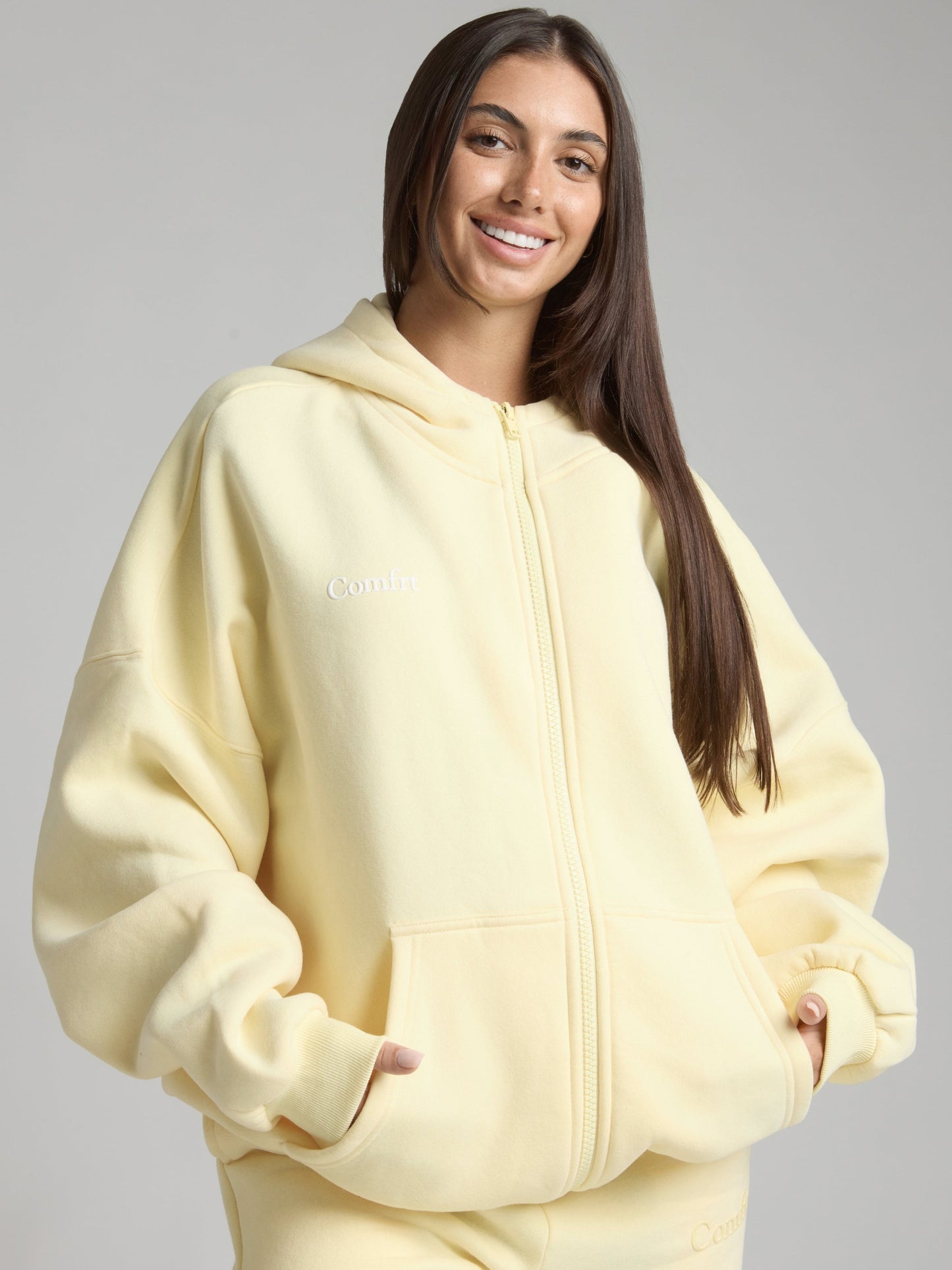 Comfrt Cloud Zip Hoodie Oversized Unisex Cotton Comfort