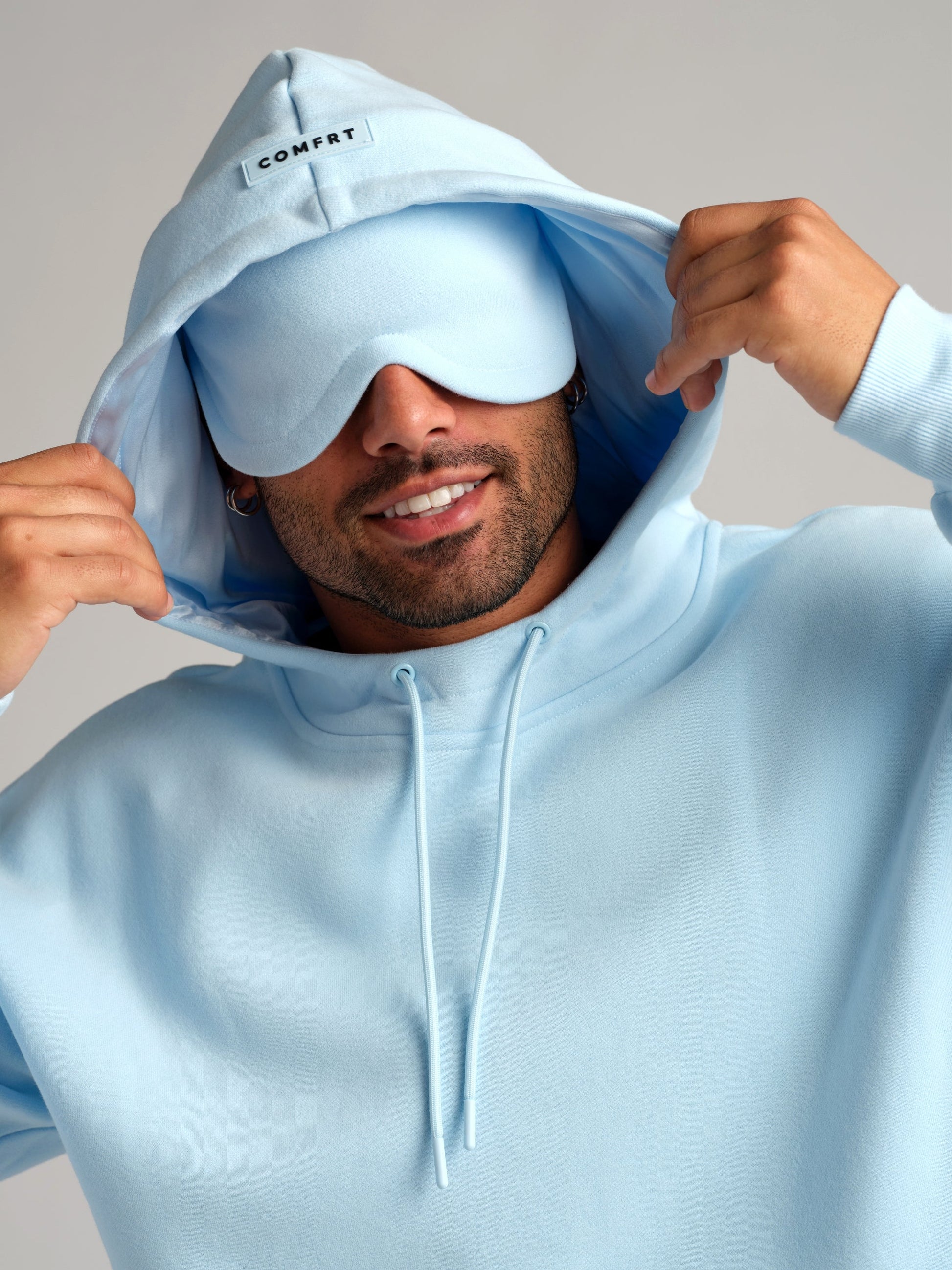Comfrt VIP Airplane Mode Ultraweicher Reisekapuzenpullover Silk-Linie Babyblau