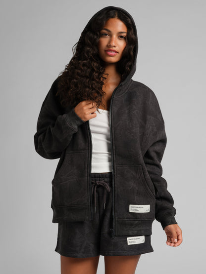 Comfrt Camo Crop Zip Kapuzenpullover
