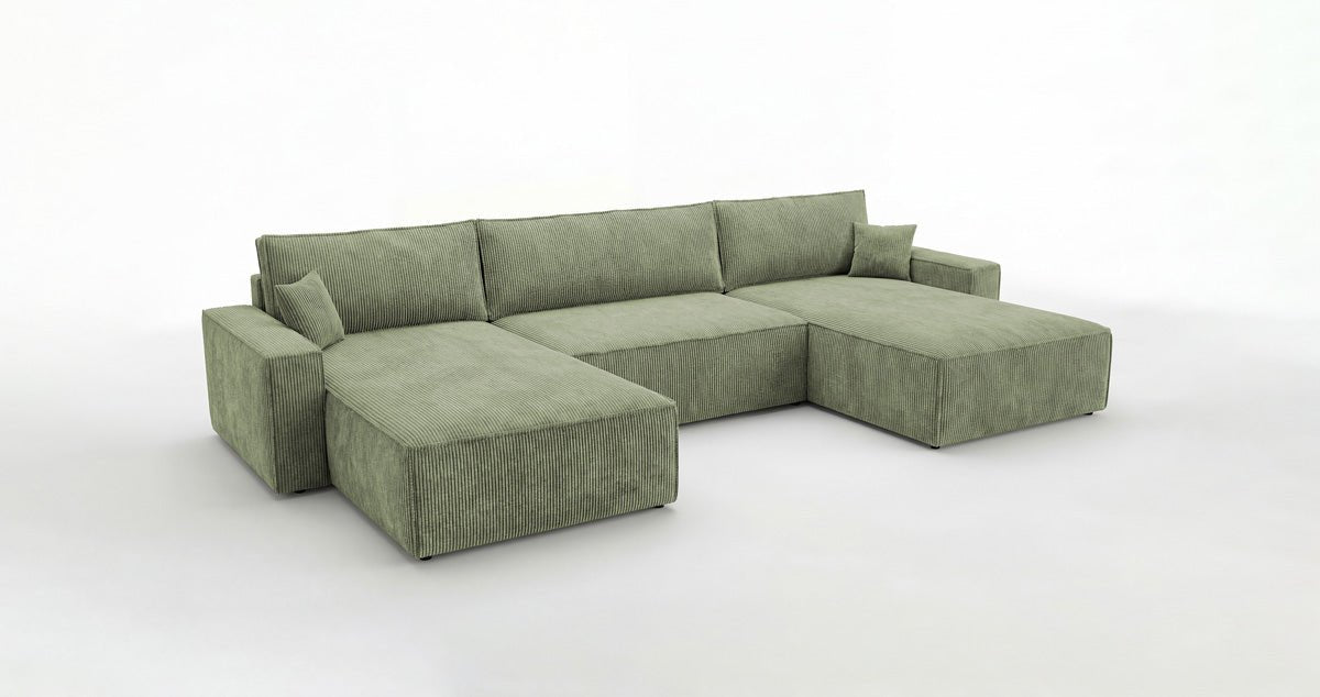 Luxusbetten24 Designer Sofa Vienna U Cord mit Schlaffunktion und Stauraum