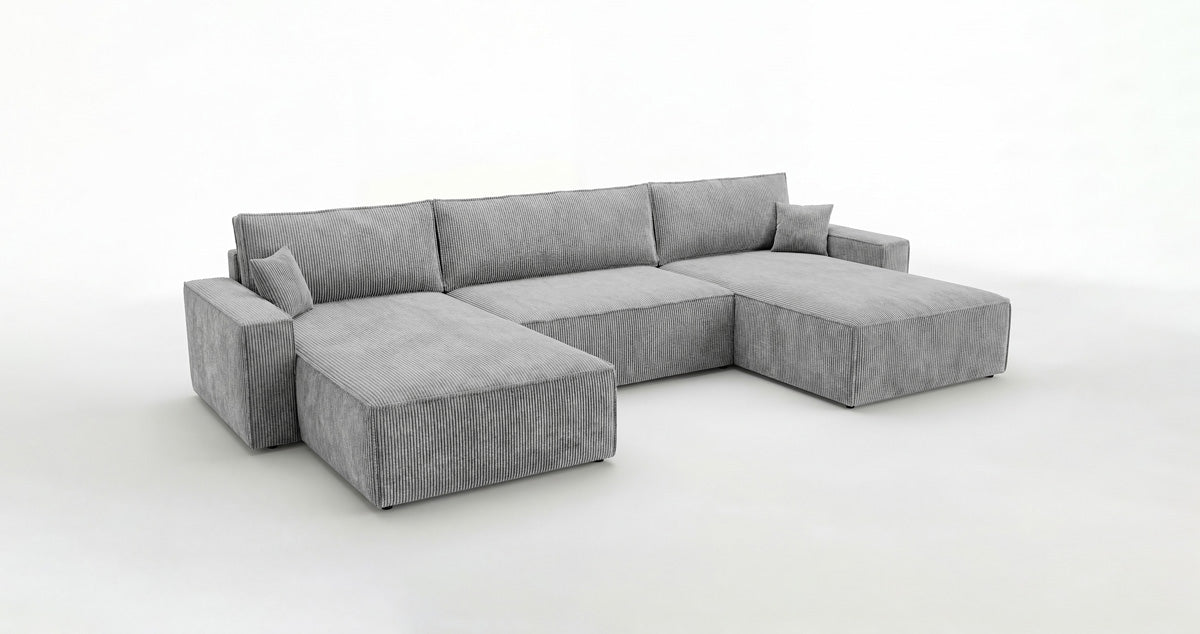 Luxusbetten24 Designer Sofa Vienna U Cord mit Schlaffunktion und Stauraum