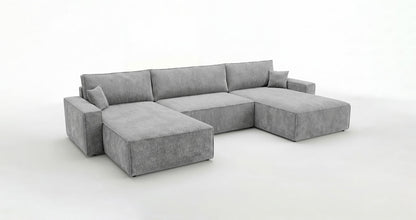 Luxusbetten24 Designer Sofa Vienna U Cord mit Schlaffunktion und Stauraum
