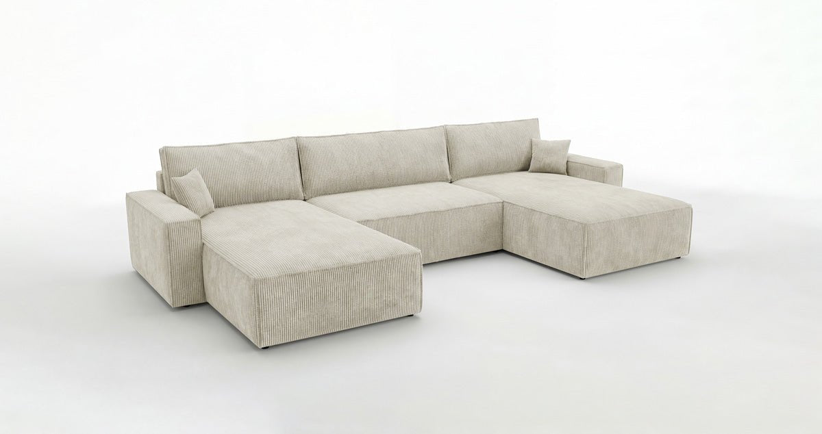 Luxusbetten24 Designer Sofa Vienna U Cord mit Schlaffunktion und Stauraum