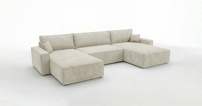 Luxusbetten24 Designer Sofa Vienna U Cord mit Schlaffunktion und Stauraum