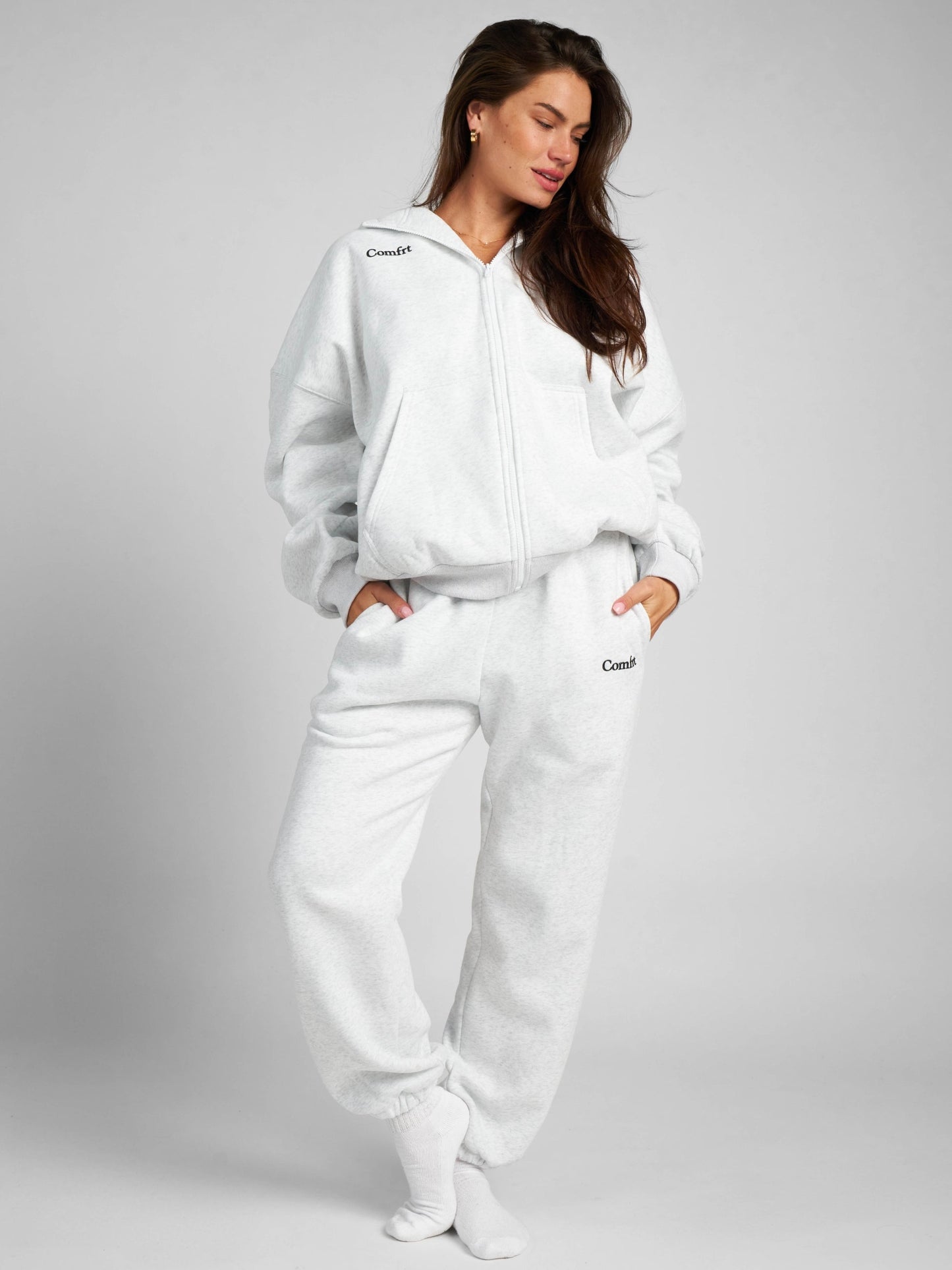Comfrt Cloud Zip Hoodie Oversized Unisex Cotton Comfort