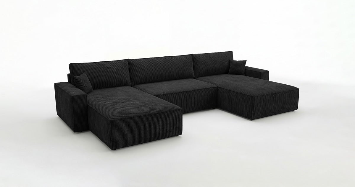 Luxusbetten24 Designer Sofa Vienna U Cord mit Schlaffunktion und Stauraum