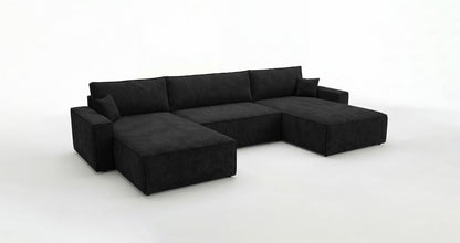 Luxusbetten24 Designer Sofa Vienna U Cord mit Schlaffunktion und Stauraum