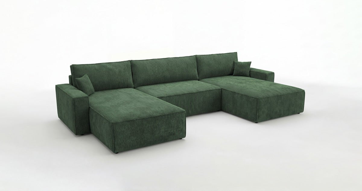 Luxusbetten24 Designer Sofa Vienna U Cord mit Schlaffunktion und Stauraum
