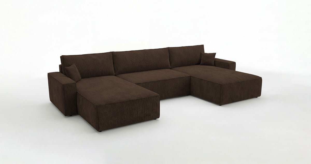 Luxusbetten24 Designer Sofa Vienna U Cord mit Schlaffunktion und Stauraum