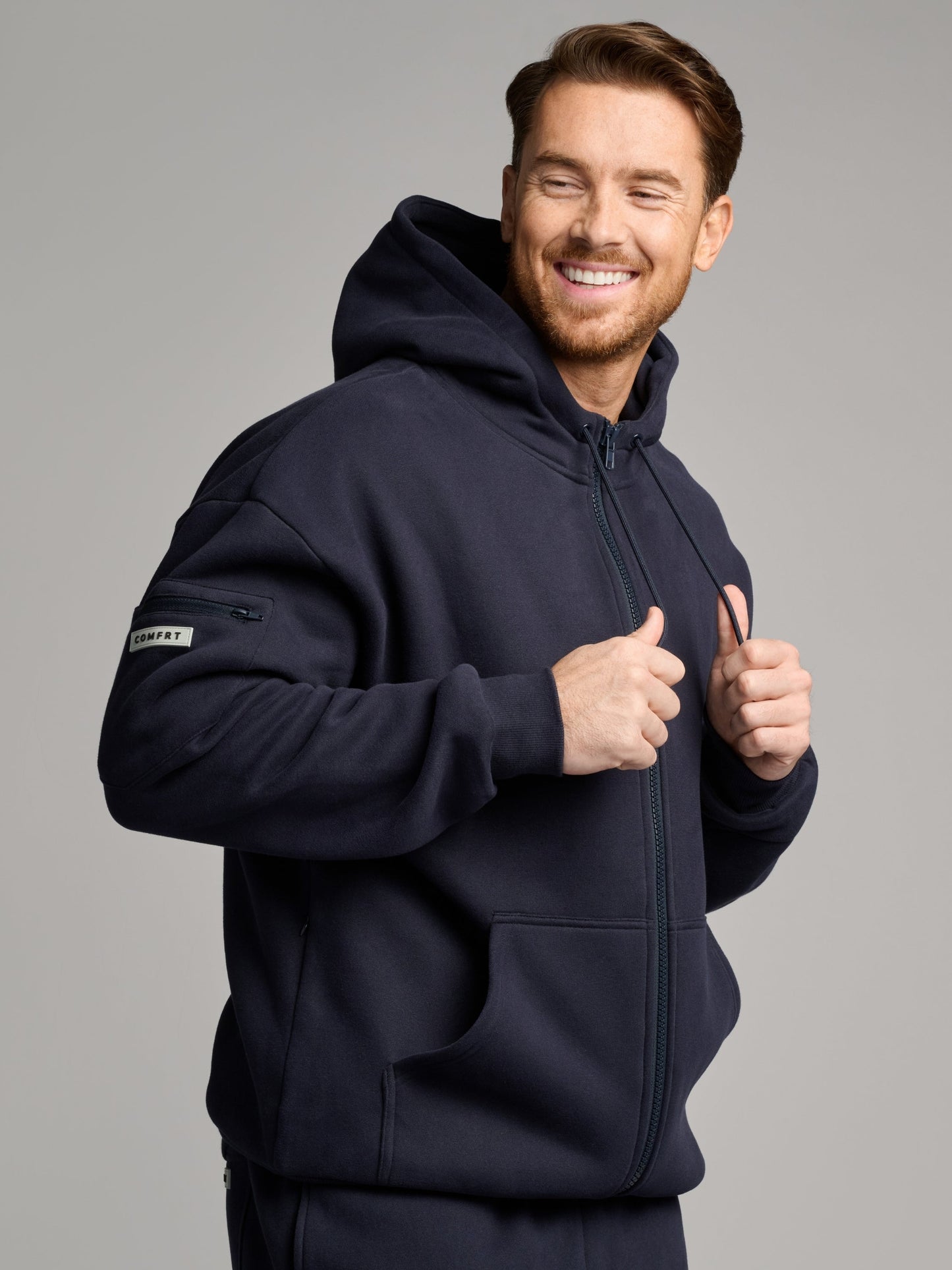 Comfrt Airplane Mode Travel Zip Hoodie Vollreißverschluss
