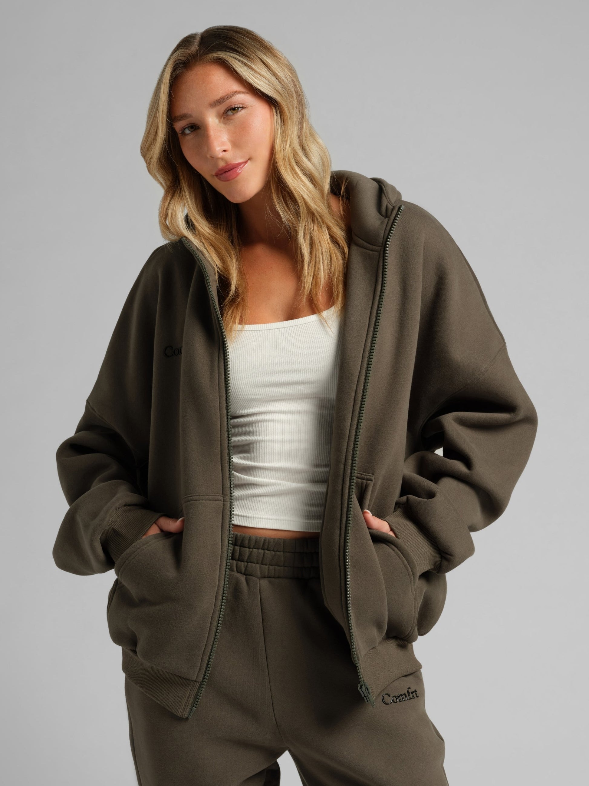 Comfrt Cloud Zip Hoodie Oversized Unisex Cotton Comfort
