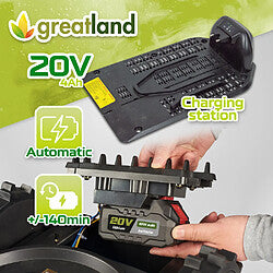 Greatland Robot Cortacésped 20V con Cable Perimetral 900 m² 18 cm