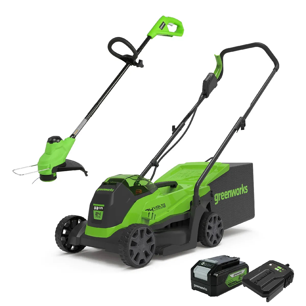Greenworks Cortacésped a Batería 24 V con Recogedor 30 L