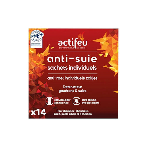 Actifeu 01-08-10066 Anti‑suje Dosis Individuales x14 para Estufa y Chimenea