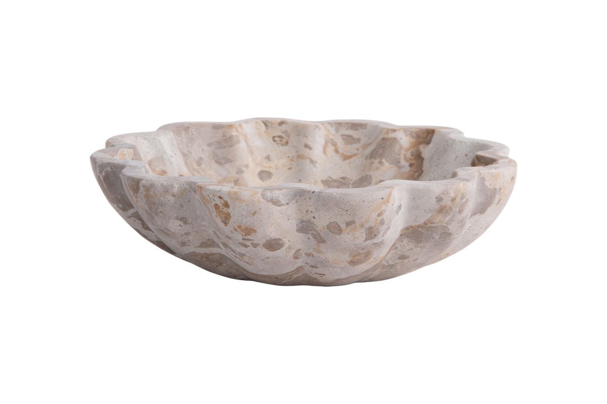 Luxusbetten24 Ovano Schale Marmor Braun Blumenförmig