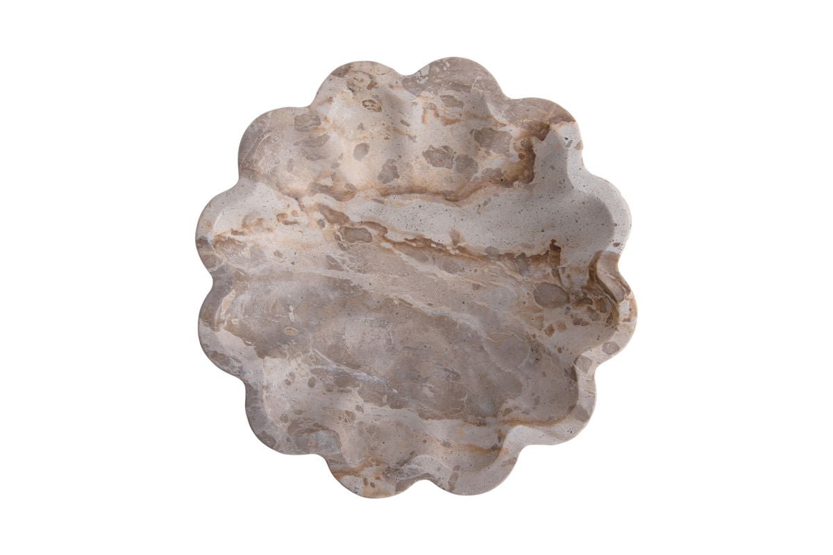Luxusbetten24 Ovano Schale Marmor Braun Blumenförmig