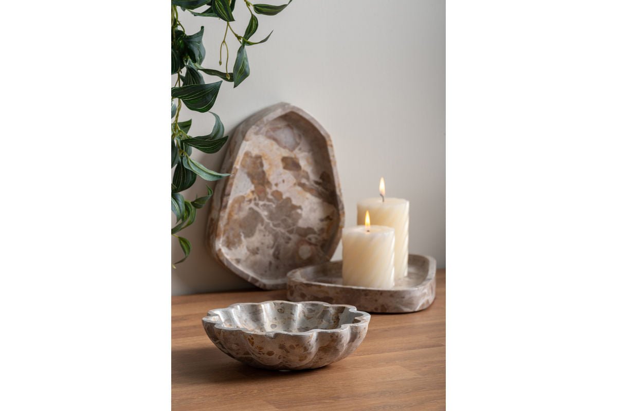 Luxusbetten24 Ovano Schale Marmor Braun Blumenförmig