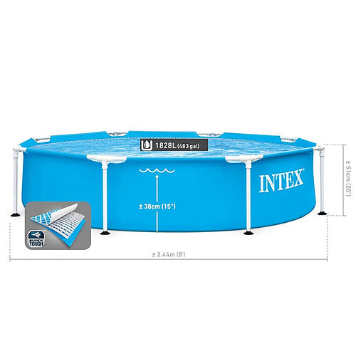 Intex Metal Frame Piscina Tubular Resistente 2,44 m x 0,51 m Azul