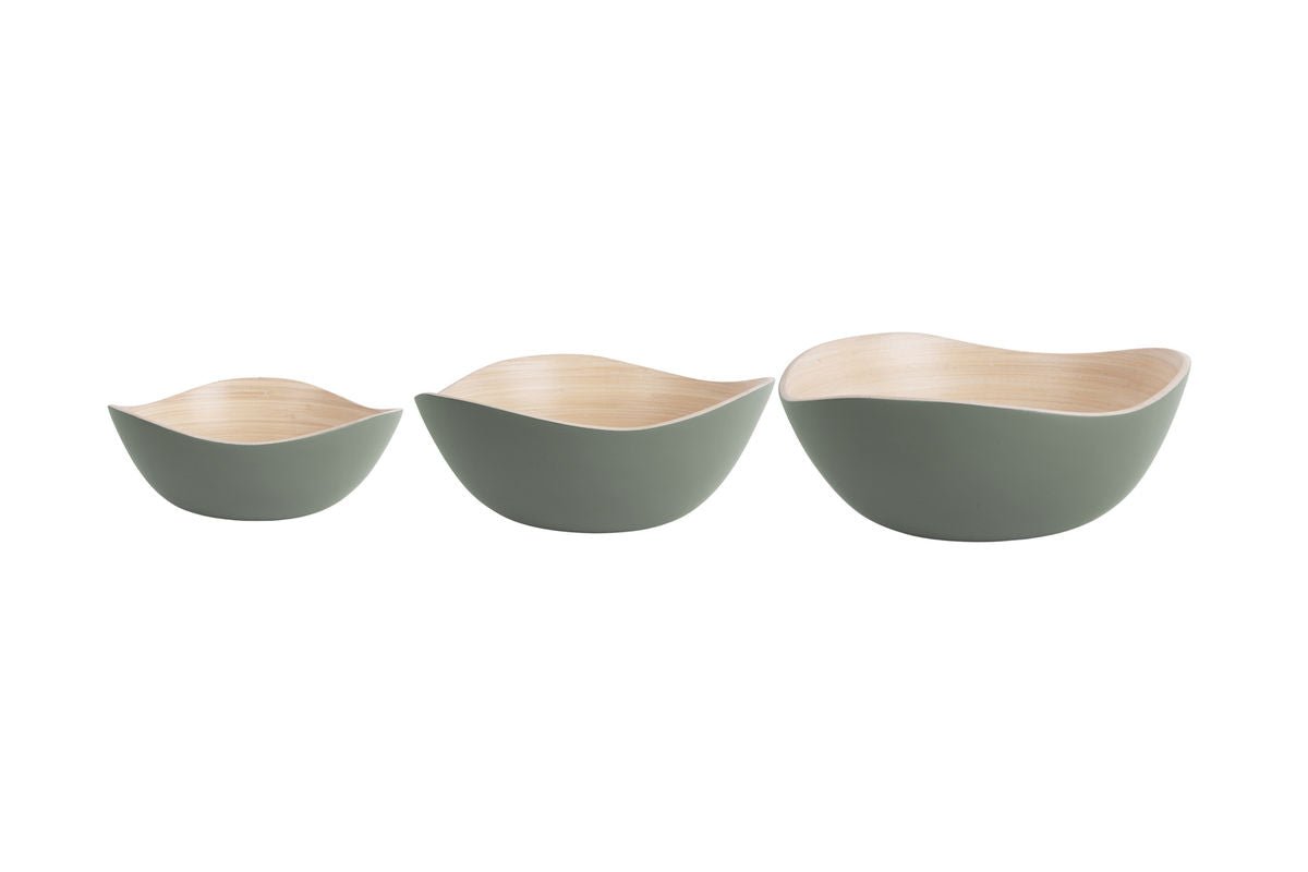 Luxusbetten24 Clarioné Schale aus Bamboo 3er Set Waldgrün