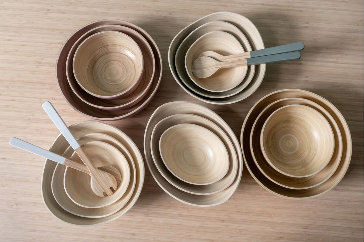 Luxusbetten24 Clarioné Schale aus Bamboo 3er Set Waldgrün