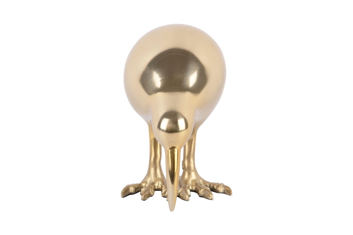 Luxusbetten24 Kiwi Bird Statue aus Metall in Goldoptik