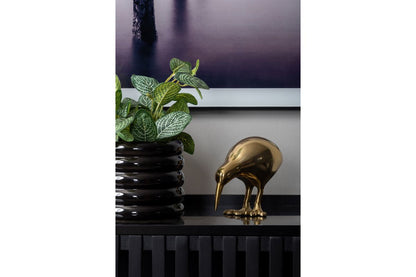 Luxusbetten24 Kiwi Bird Statue aus Metall in Goldoptik