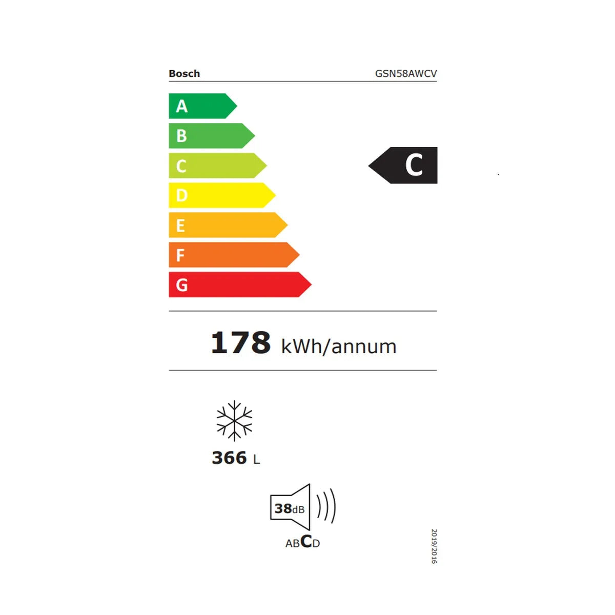 Bosch GSN58AWCV Congelador NoFrost 366 L Blanco